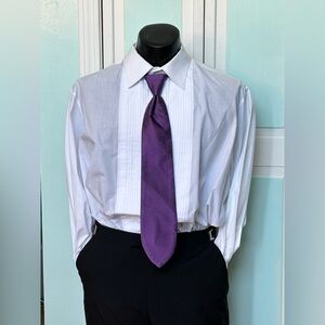Plum Purple Tie Wedding Prom Tuxedo Herringbone Pre Tied clip